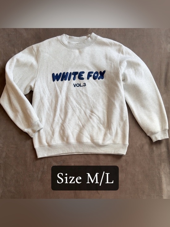 White Fox Boutique Tops - Offstage White Fox Boutique Sweatshirt in Mineral Gray with Blue Logo